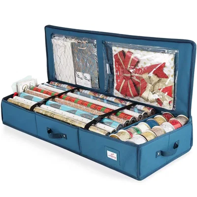 Hearth & Harbor Wrapping Paper Storage Organizer Container - Christmas Wrapp