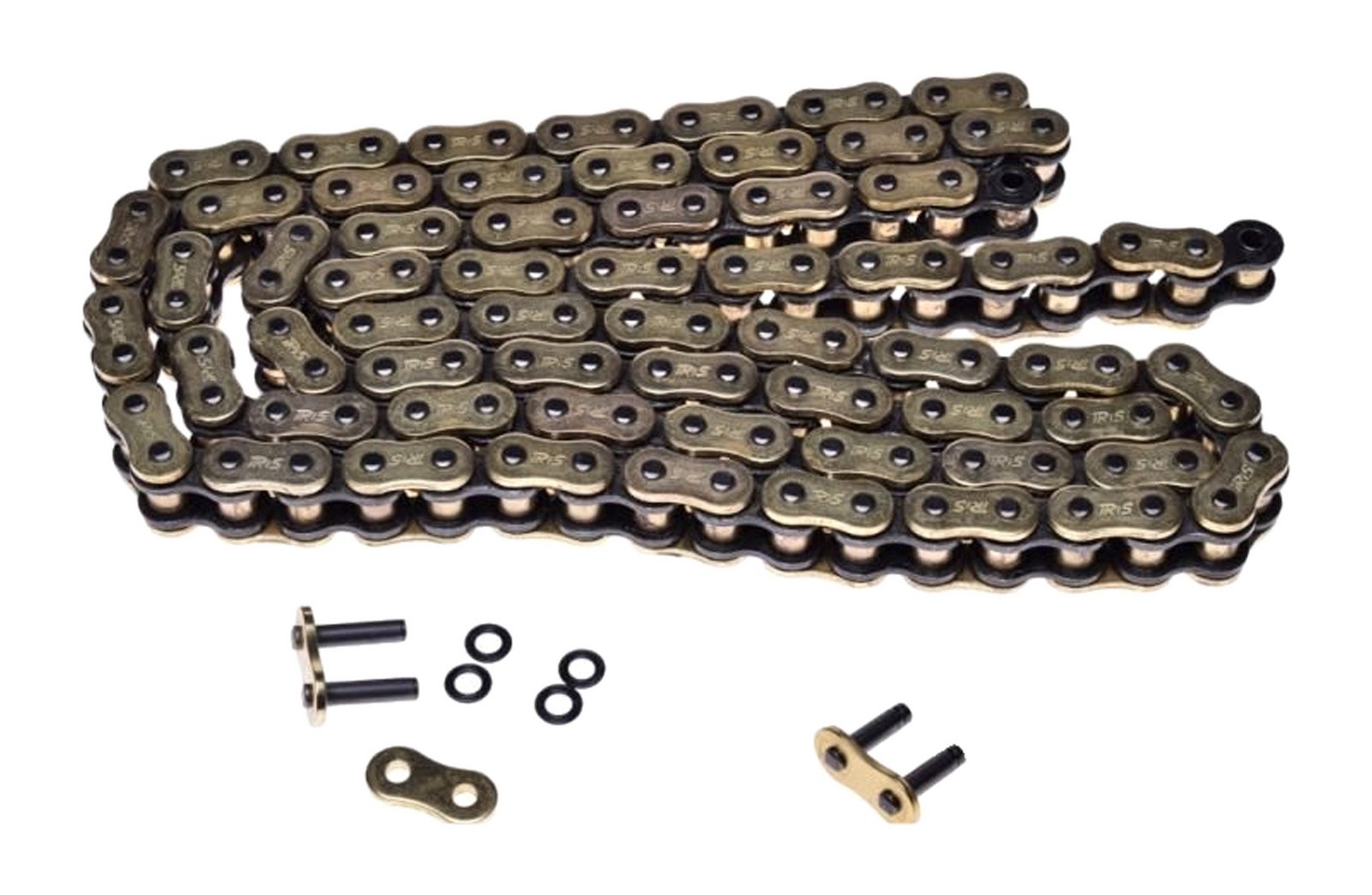 Chaîne moto Iris 525 FB hyper renforcée 124L maillons dorés anti-usure