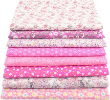 100 Cotton Fabric for Sewing Bundle: 8 Pre-Cut Floral Squares 20"X20" , Breath