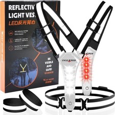 Led Reflective Vest Running Gear, Light Up Vest for Night Walking, High Visibili