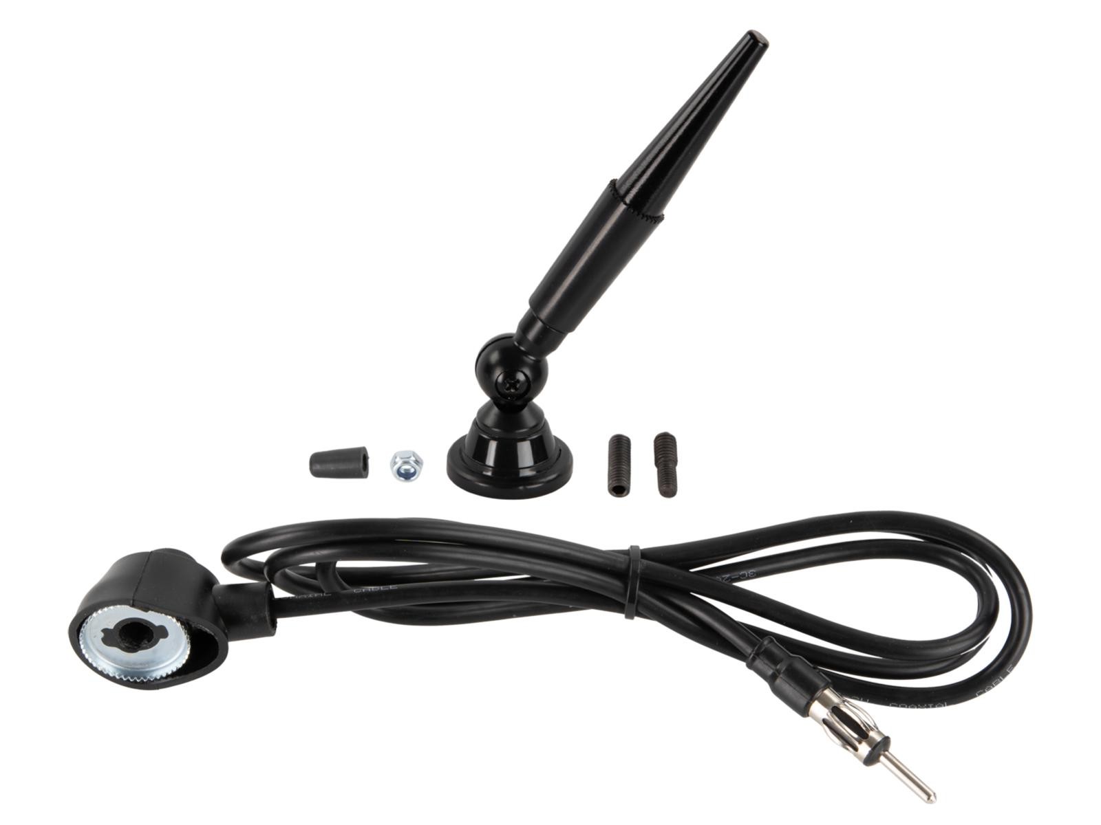 Antenne de toit AM-FM inclinable en aluminium noir de 5.5cm pour réception radio auto stable