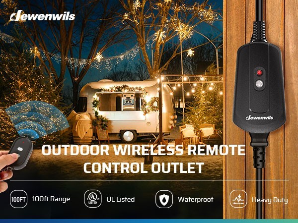 DEWENWILS Weatherproof Remote Control Outlet,for Christmas & String Lights,100ft