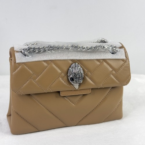 NWT Kurt Geiger London Kensington Mini Quilted beige Leather Crossbody Bag