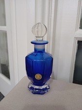 STUNNING LARGE COBALT BLUE CRYSTAL PERFUME BOTTLE BY CRISTALLO