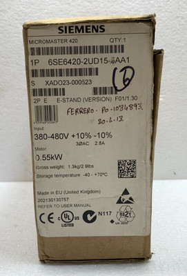 New Siemens MICROMASTER420 without filter 6SE6420-2UD15-5AA1