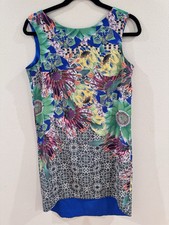 Clover Canyon Shift Dress XS Sunflower Floral High Low Scoop Back Artsy