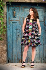 Mexican Designer Graciela Arroyo Hand Embroidered Tunic Dress Colorful huipil