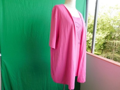 ''Selection Ulla Popken'' Damen 2-in-1-Optik Cardigan+Top.gr.D.50.Rosa.Kurzarm