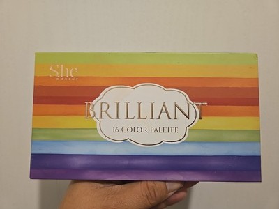 NEW She Makeup Brilliant 16 Color Eyeshadow Palette with Mirror