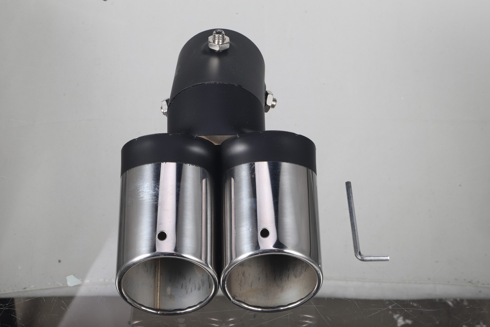 Slanted Dual Tip Exhaust Pipe, Stainless Steel, Upgrade for Car Performance