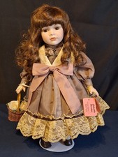 VTG Show-Stoppers Porcelain Doll Irene 16" Victorian Dress Basket Stand W/Tags