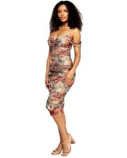 Katia Rae Juniors' Printed Cold-Shoulder Bodycon Dress - Olive Multi - XS