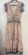 Farm Rio Superbloom Tapestry Ruffle Maxi Dress Size Medium Boho Beach Vacation