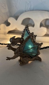 Vintage Mystical Emerald Wing Dragon Figurine