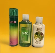 (3) Bath & Body Works WAIKIKI BEACH COCONUT Mist, Lotion & Shower Gel 8 Oz-New❤️