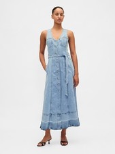 GAP Denim Belted Button-Front Maxi Dress, Color Medium Wash CHOOSE SIZE