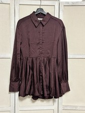 Monki Damen Blusenkleid Bordeaux Gr. 36 Satin...