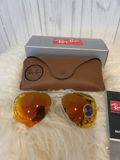 RAY BAN RB3026 Aviator Sunglasses Gold Frame Mirrored Ig 62mm Rayban Unisex