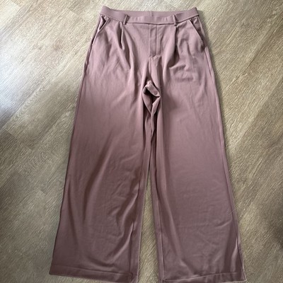 NWOT Halara Wide Leg Pants Large Regular Brown Stretch Halo Tek Air Work Pleated