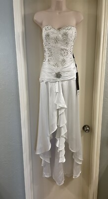 Riva Designs White Strapless Formal Wedding Party Gown Size 14 NWT