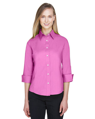 Devon & Jones Ladies Perfect Fit 3/4-Sleeves Stretch Poplin Blouse DP625W XS-3XL