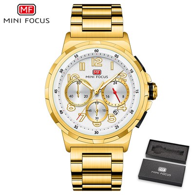 MINI FOCUS 24-Hour Dial Multifunction Calendar Luminous Waterproof Quartz Watch