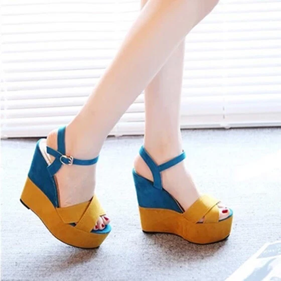 Women Wedge High Heels Sandals Shoes Summer Strap Buckle Platform