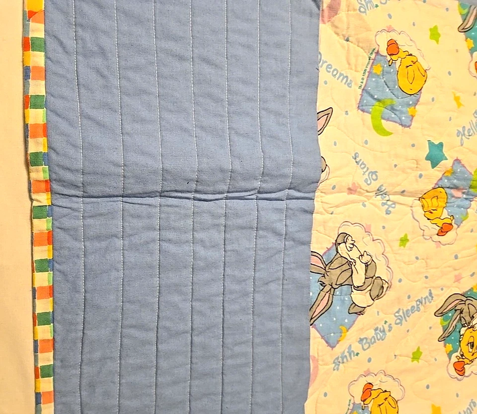 Manta Edredón Baby Looney Tunes Piolín Pájaro Bichos Conejito Tiro Azul 40"x33" Foto 4 de 4