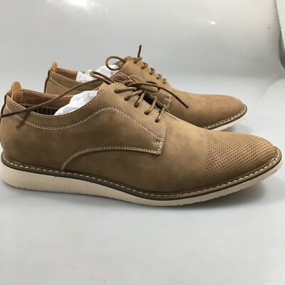 Harrison Myles 10 Camel Perforated Derby Oxford Shoes Faux  display picture 2