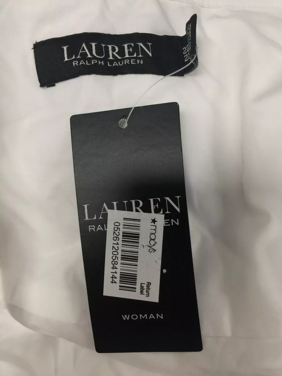 $110 Ralph Lauren Women White Twist Front Cotton Broadcloth Shirt Plus Size  22W