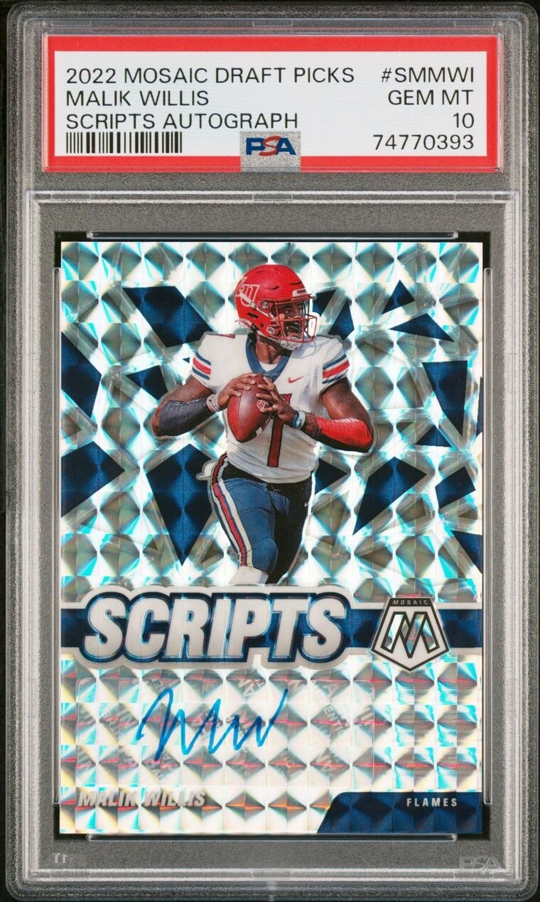 Malik Willis Panini Mosaic Draft Picks Scripts Autographs #SMMWI Base