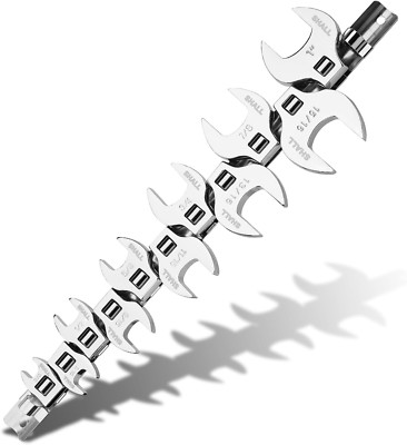 3/8'' Crows Foot Wrench Set 11Piece Sae Crowfoot Wrench Set with Clipon Organize