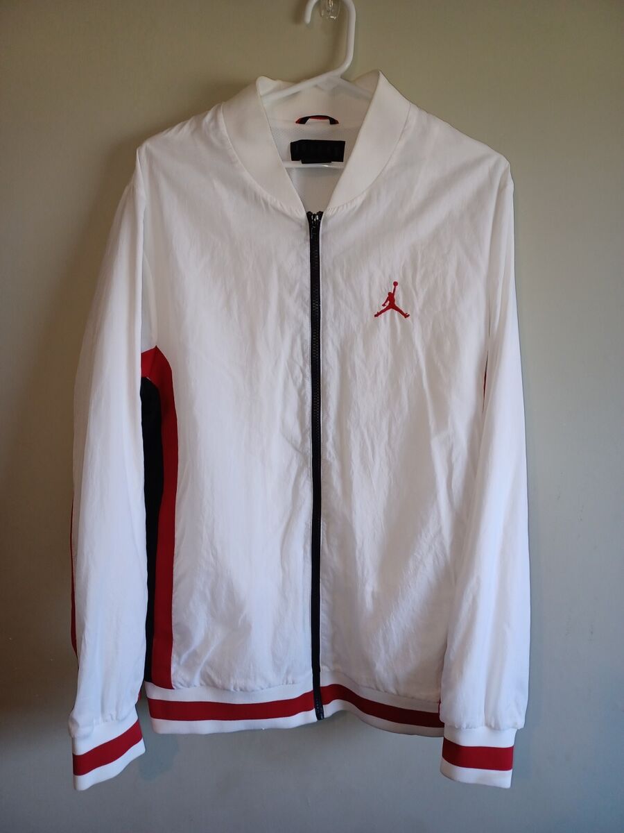 Michael Jordan Brand Size L White Nylon Jacket W/ Red And Michael Jordan Brand Size L White Nylon Jacket W/ Red And