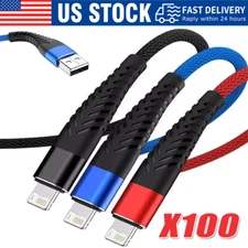 Braided Fast Charger Cable Heavy Duty USB lot Cord For iPhone 14 13 12 11 X XR 8