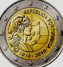 Portugal 🇵🇹 Coin 2 Euro 2010 Commemorative 100y Republic  UNC from Roll Shield