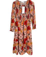 Mad About Style For the Jilly Box Grace Smocked Midi Dress Long Sleeve Size S