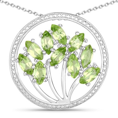 Khushi Damen Halskette Tree of Life Sterling Silber Peridot 45cm