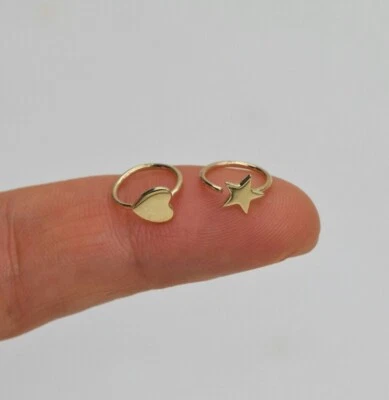 14K Solid Gold Biegbar Reifen Nasen Ring Tragus Helix Lippe Schmuck Körper - Bild 1 von 4