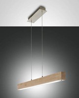 Fabas Luce Led Pendelleuchte Badia 2000X1100Mm 43W Warmweiß Eichenholz Dimmbar