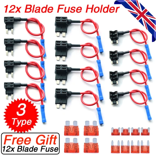 12X 12V 10Amp Car Add-a-circuit Fuse Tap Adapter Holder Kit ATM APM Blade Fuse - Picture 1 of 7