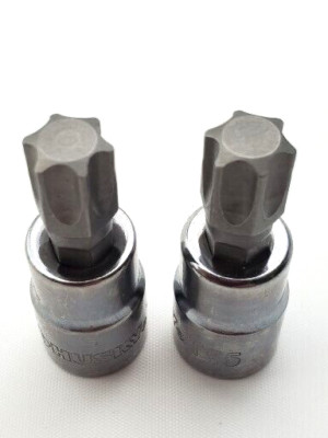 Lot of 2 Husky T55 Torx Bit Sockets 3/8'' Drive