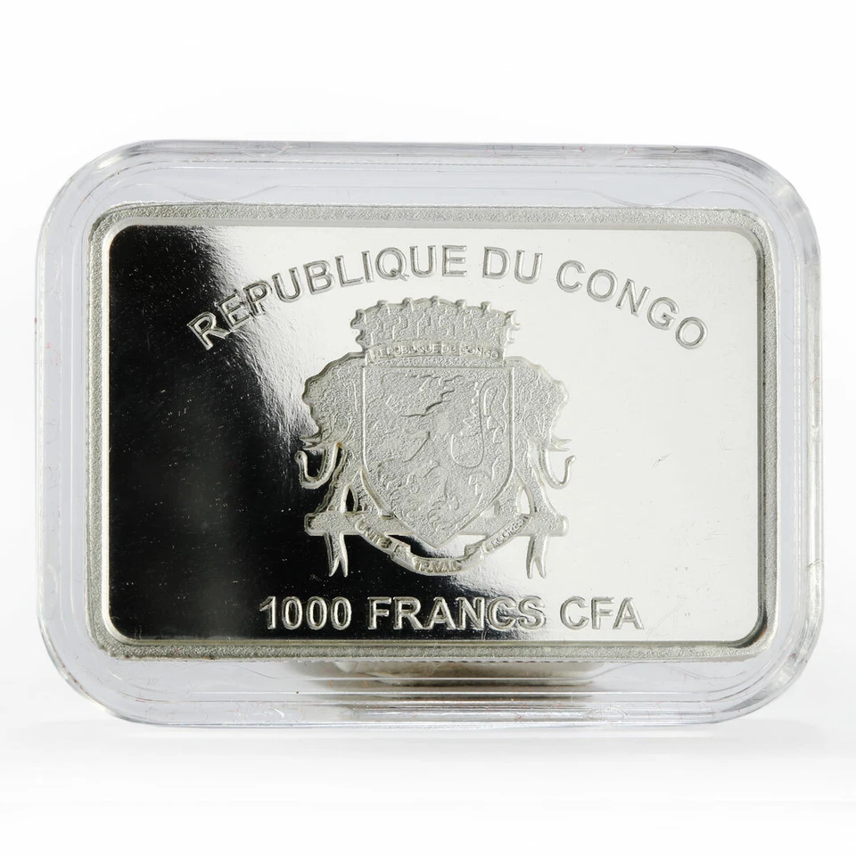 Congo 1000 francs Year of the Dog colored proof silver coin 2018 - Image 3 of 4