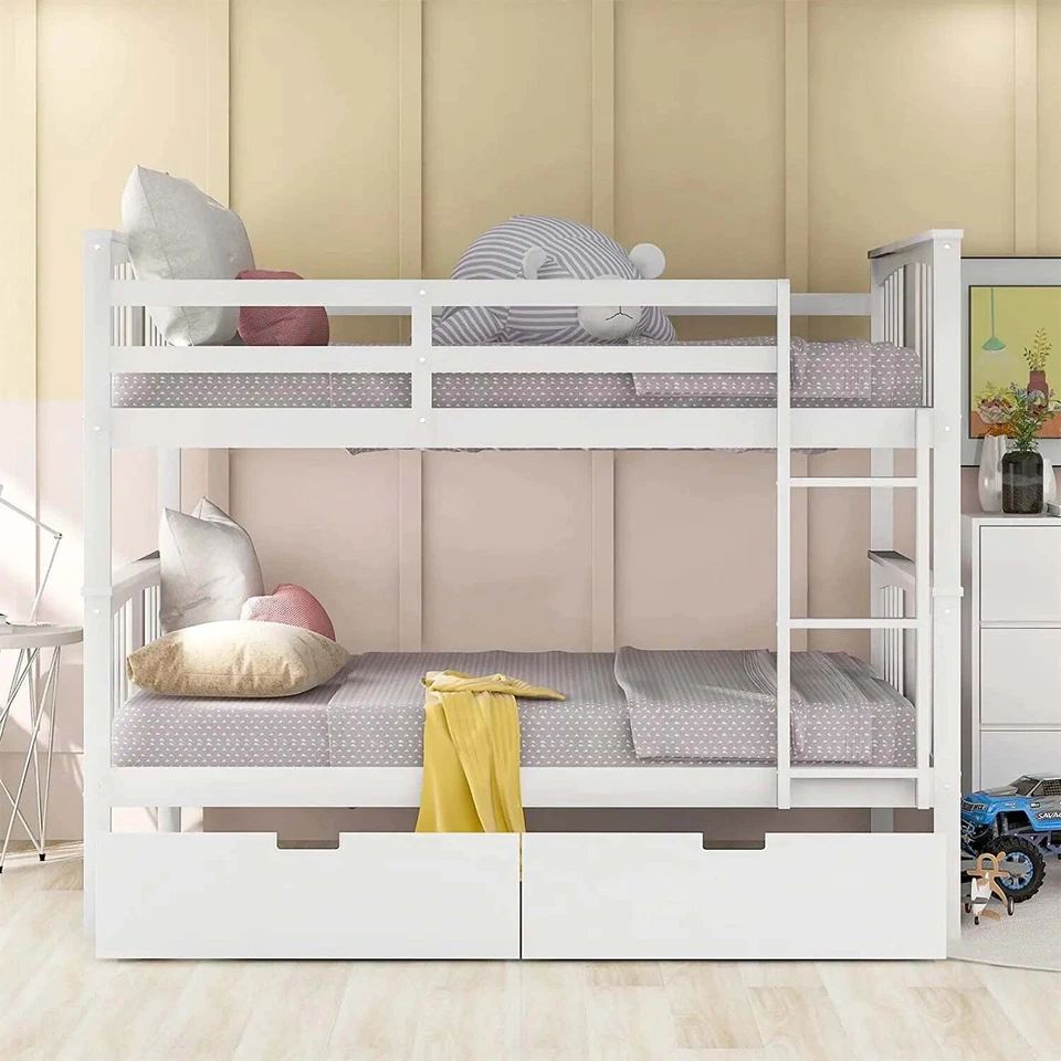 Sarah Full White Bunk Bed with Storage - Image 2 of 2