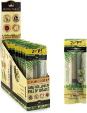 King Palm | Mini | Natural | Prerolled Palm Leafs | 20 Packs of 2 Each =40 Rolls