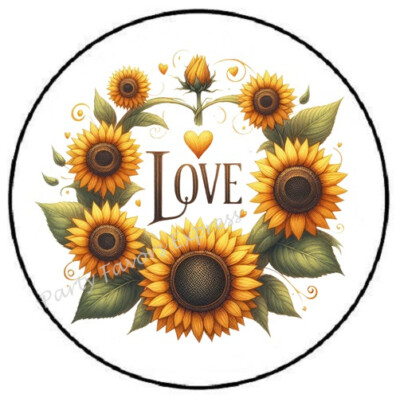 SUNFLOWER LOVE ENVELOPE SEALS LABELS STICKERS PARTY FAVORS