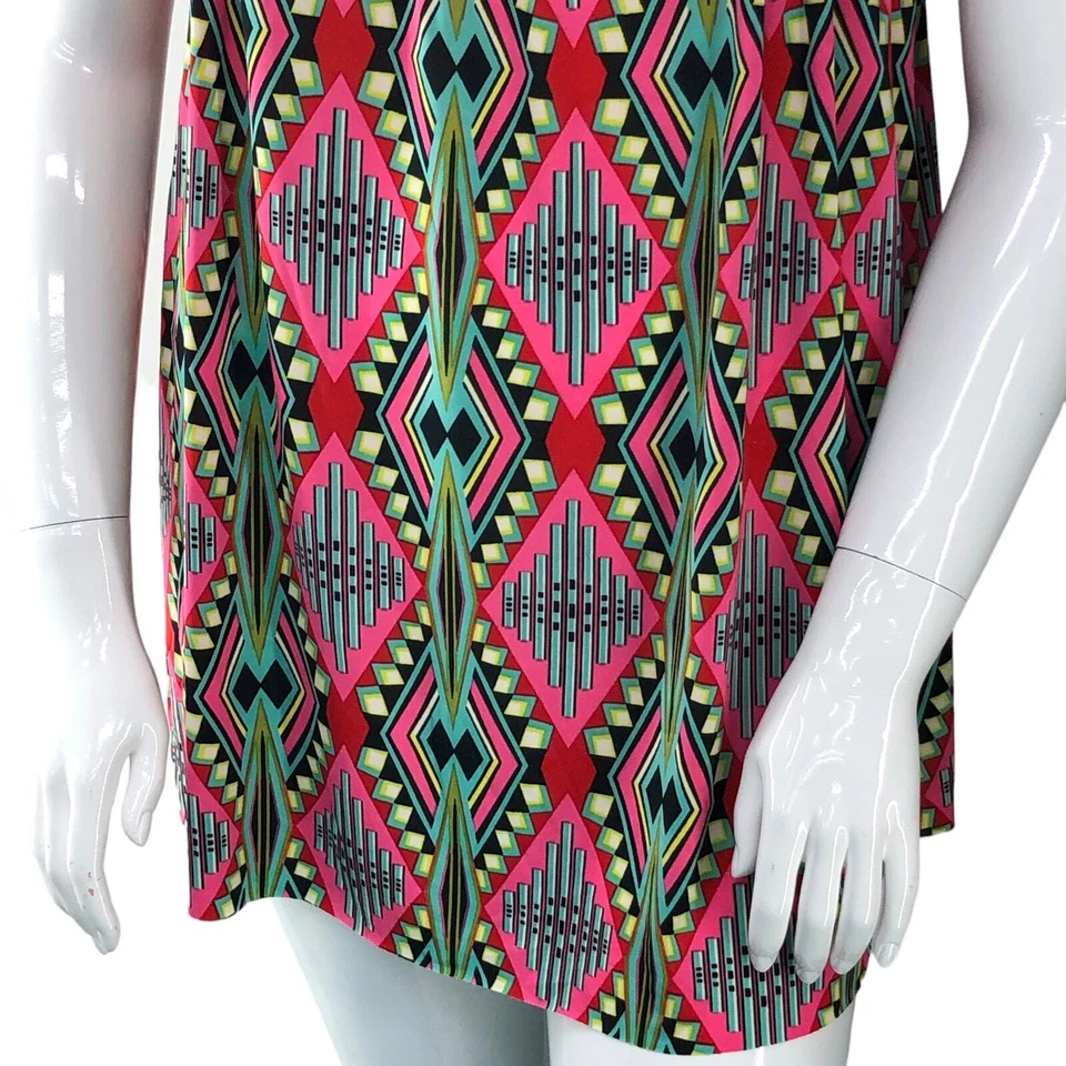 Mini vestido halter estampado azteca poli elástico talla M Tbags Los Angeles para mujer  Foto 3 de 4