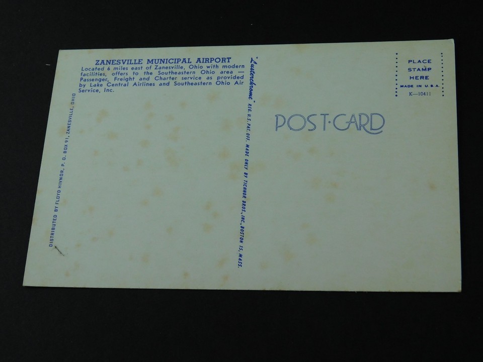 Vintage Zanesville Municipal Airport, Zanesville, Ohio Unused Postcard