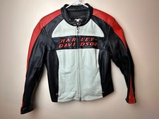 Womens Limited Edition Harley Davidson Leather Jacket Size XL White, Orange