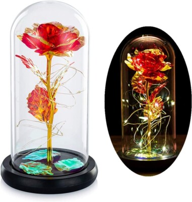 Luce LED rosa eterna, rosa eterna in cupola di vetro, regalo per lei, regalo di compleanno/matrimonio, regalo di anniversario, decorazione d'interni, regalo di San Valentino - Italia