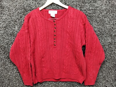 Vintage American Royal by Gloria Vanderbilt Sweater Women Large Red Heavy Knit
